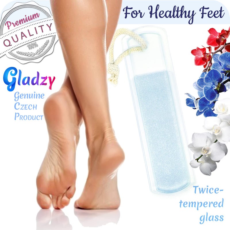 GLADZY Czech Glass Foot File Callus Remover â€“ Double Sided Etched, Different Grit Coarse & Fine Surfaces for Hard Skin & Cracked Heels, Professional Pedicure Tool, Washable Reusable, Made in EU - Image 3